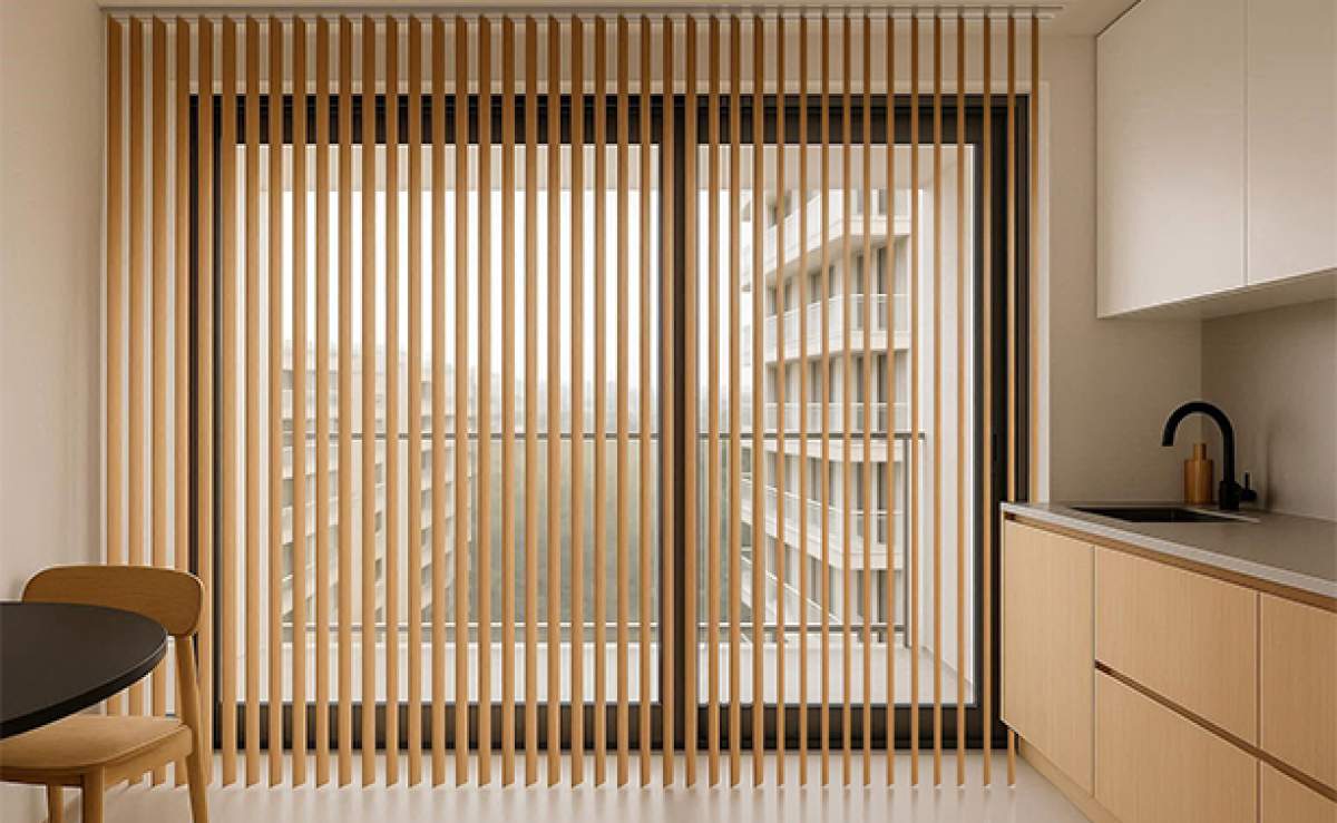 Cortinas de Lamas Verticales de Madera