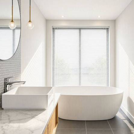 Persianas de aluminio para el baño.
